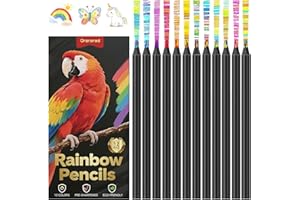 ORERERED Stocking Stuffers for Kids Teen Girls Boys, 12 Rainbow Colored Pencils Christmas Gifts for Grandkids Adults Art Supplies for Kids 9-12 Fun Pencils Trendy Stuff Birthday Party Favors, Black Wooden