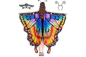 Tibeha Halloween Butterfly Wings for Women - Girls Kid Adult Costume Cape, Mask, Antenna Headband