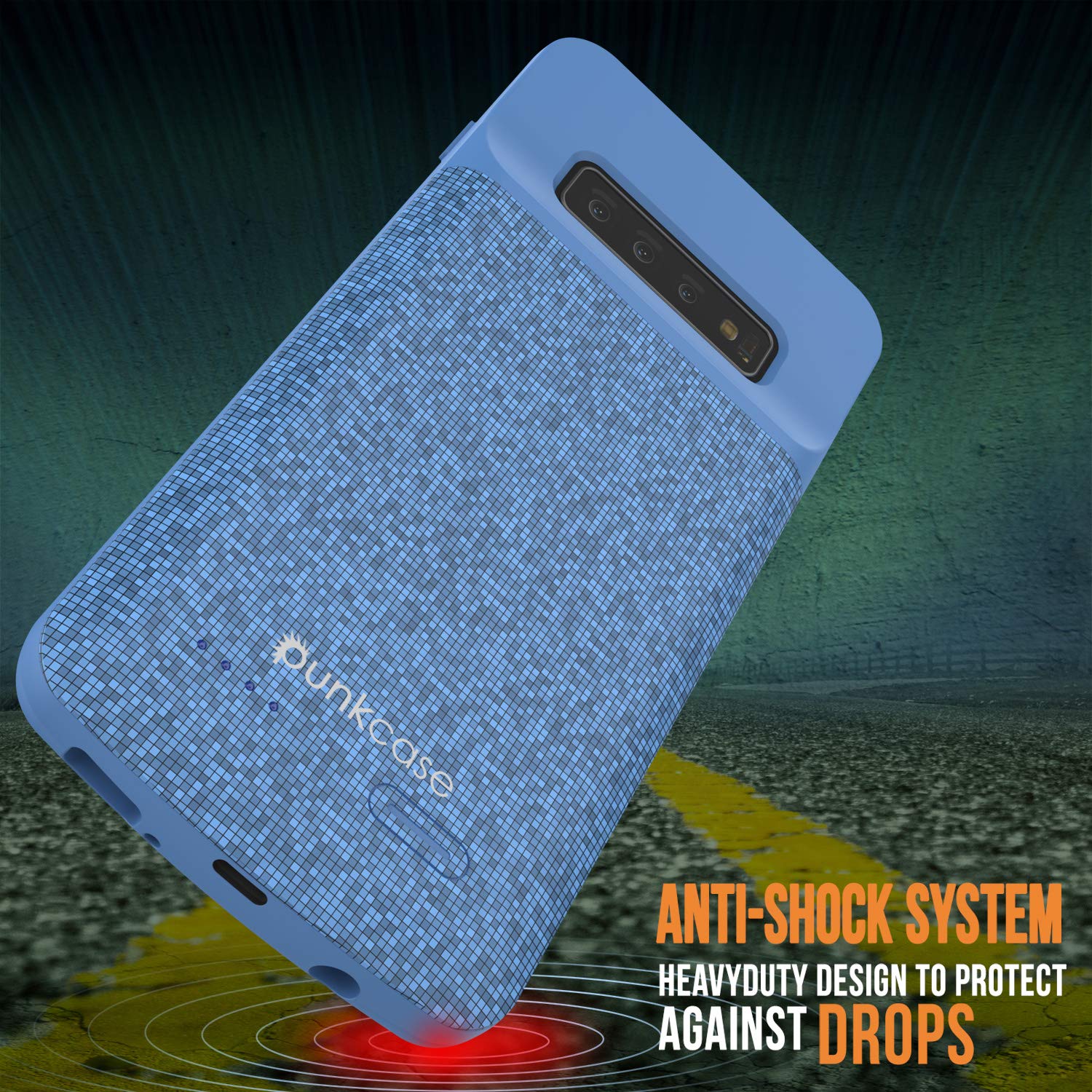 PunkJuice S10 Plus Battery Case, 5000mAh Fast Charging Extended Power Bank W/Screen Protector | IntelSwitch | Slim, Secure and Reliable Compatible W/Samsung Galaxy S10 Plus [Blue]