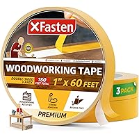 XFasten Double Sided Woodworking Tape, 1 Inch x 180 Feet (3-Pack) - Residue-Free, Surface-Safe Router Template Tape for Delic