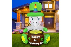 SEASONBLOW 4 Ft LED Inflatable St. Patrick's Day Unicorn Decoration with Gold Coin Pot for Home Yard Lawn Garden Indoor Outdoor