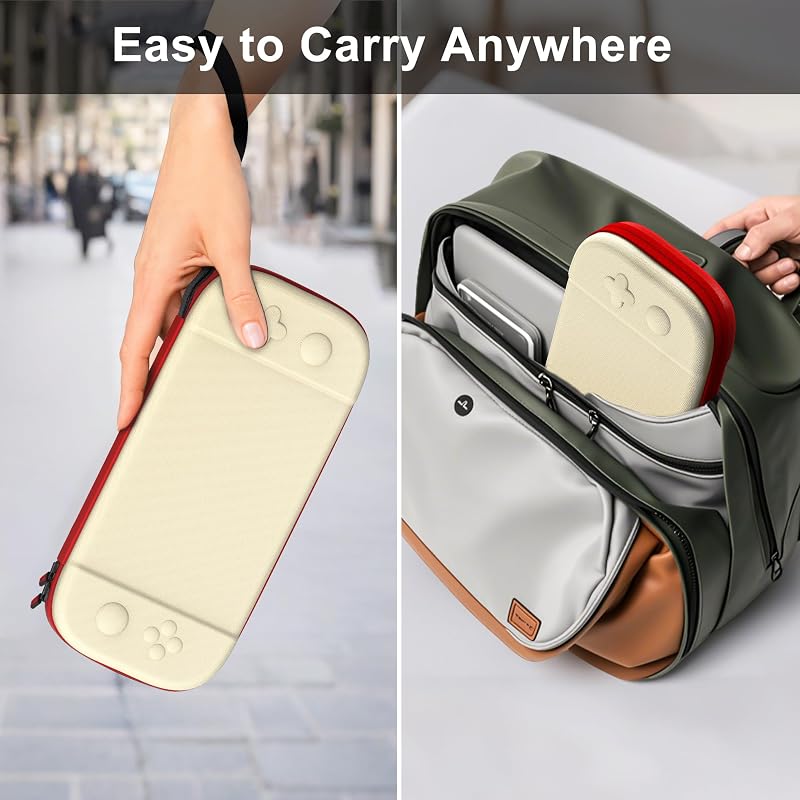 Funda Delgada para Nintendo Switch 2 (2025), Estuche rígido de Viaje para 12 casetes de Juegos, Funda Protectora para Consola Switch 2 y Accesorios de Juegos, Color Blanco y Rojo
