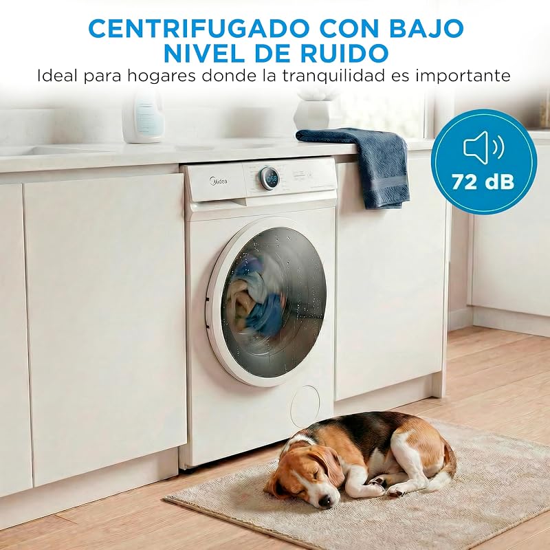 Lavadora 8kg Carga Frontal 1950W, 1350 rpm con Motor Inverter - Lavadoras con 15 Programas y Tecnología Healthguard - Washing Machine Bajo Consumo, Lavado Rápido, Función Vapor y Modo Eco