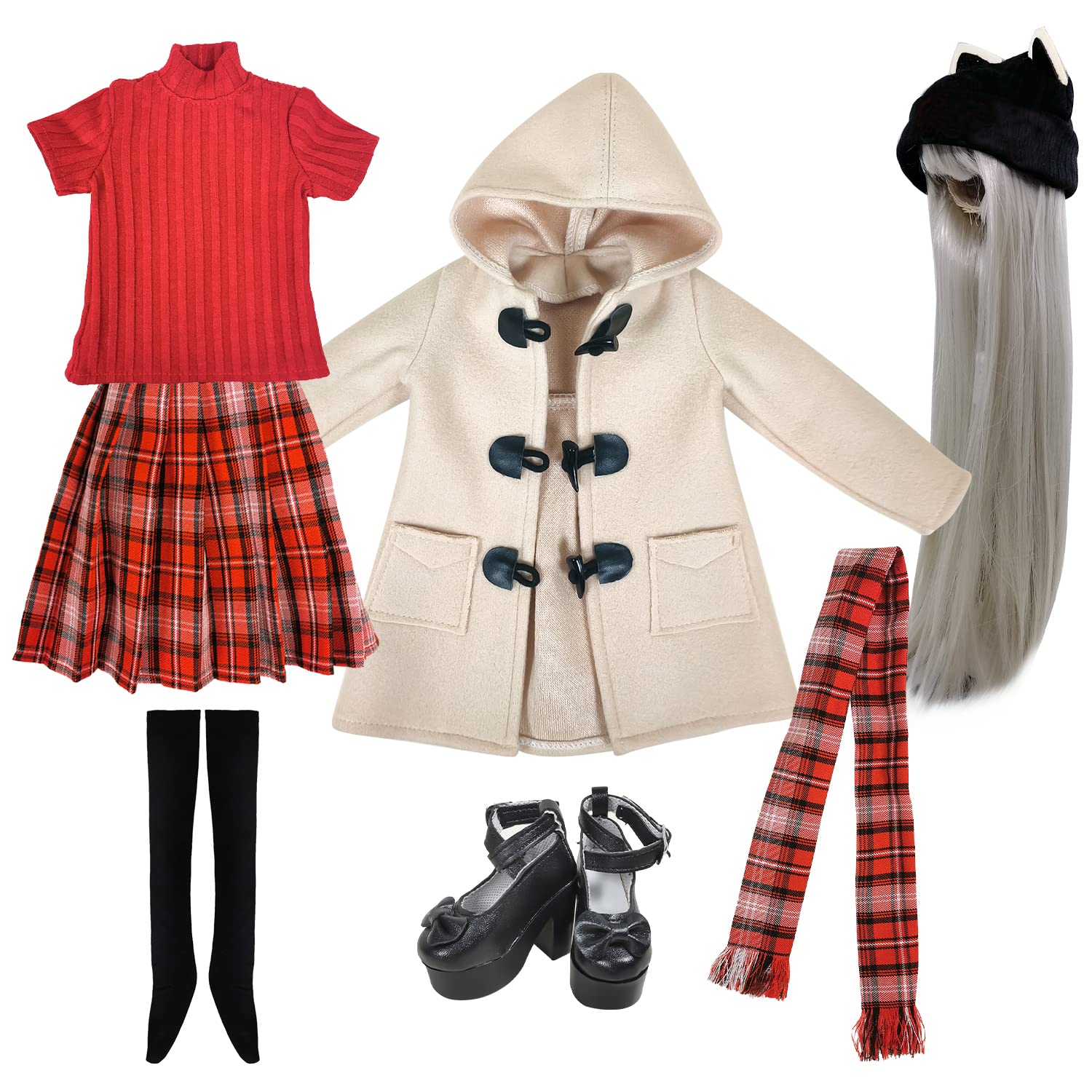 EVA BJD Set of Fashion Clothes Wigs Shoes Socks Accessories Full Set for 1/3 22in - 24in 60cm BJD Dolls (Selena)