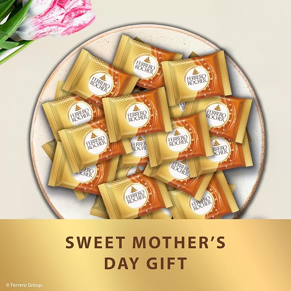 FERRERO ROCHER PREMIUM CARAMEL HAZELNUT CHOCOLATE SQUARES, INDIVIDUALLY WRAPPED CHOCOLATES, GREAT FOR SHARING OR GIFTING, 3.7 OZ