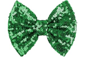 Lanmerry St.Patrick's Day Hair Bows Clips for Girls 5 inches Sequins Large Bows Alligator Hair Clip for Bows Hair Accessories Bows with Clip for Women Teens Babies Toddlers Hair Clips Green