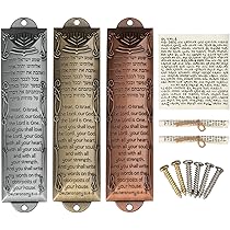 Exselens Mezuzah Set of 3 Jewish Door Mezuzah with English