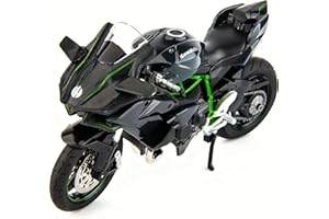BDTCTK Compatible for 1:12 Kawasaki Ninja H2R DieCast Model, Suspension and Free Roller, Toy Car, Motorcycle Collection, Gift Black