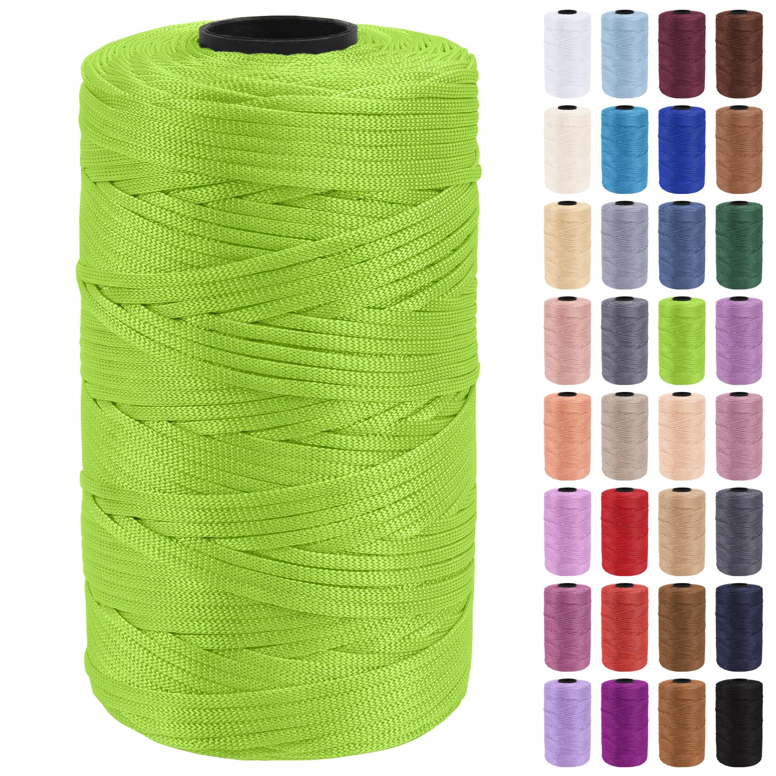 Uiopa Macrame Cord 3mm x 200m Polypropylene Flat Macrame String Crochet Yarn for Handbags, Shopping Bags, Sun Hats, Shoes, Carpets, DIY Crafts, Decorative Projects