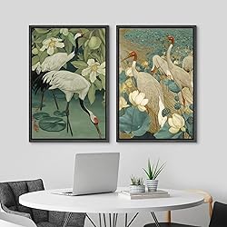 MUDECOR Framed Canvas Print Wall Art Elegant Cranes