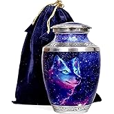 Hlc Cosmic Galaxy Wolf Cremation Urn for Human Ashes - Adult Funeral Urn - 200 lbs - 10.5 x 6 “