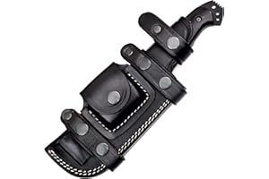 Ottoza Fixed Blade Hunting Knife with Leather Sheath and Horizontal Carry - Full Tang Outdoor Survival and Camping Knife for 