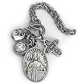 St. Teresa of Avila Necklace, Keychain or Clip, Patron Saint Confirmation Gift, Birthstone Crystal and Initial Charm