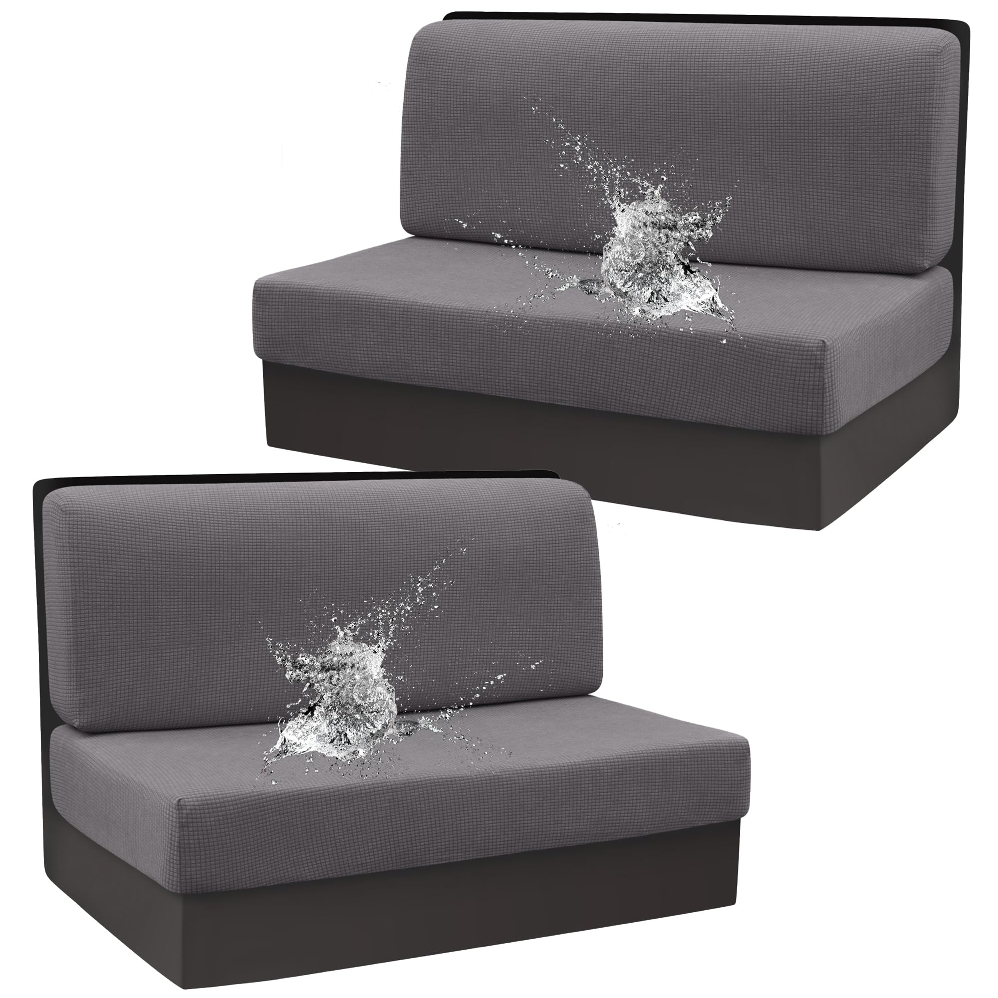 Photo 1 of Rosygulls Stretch Rv Dinette Cushion Covers,Rv Couch Covers Dinette Booth Seats with 1 Backrest & 1 Bench Cover,38 in Camper Cushion Covers Dinette Table Slipcover,2 Set-Dark Gray