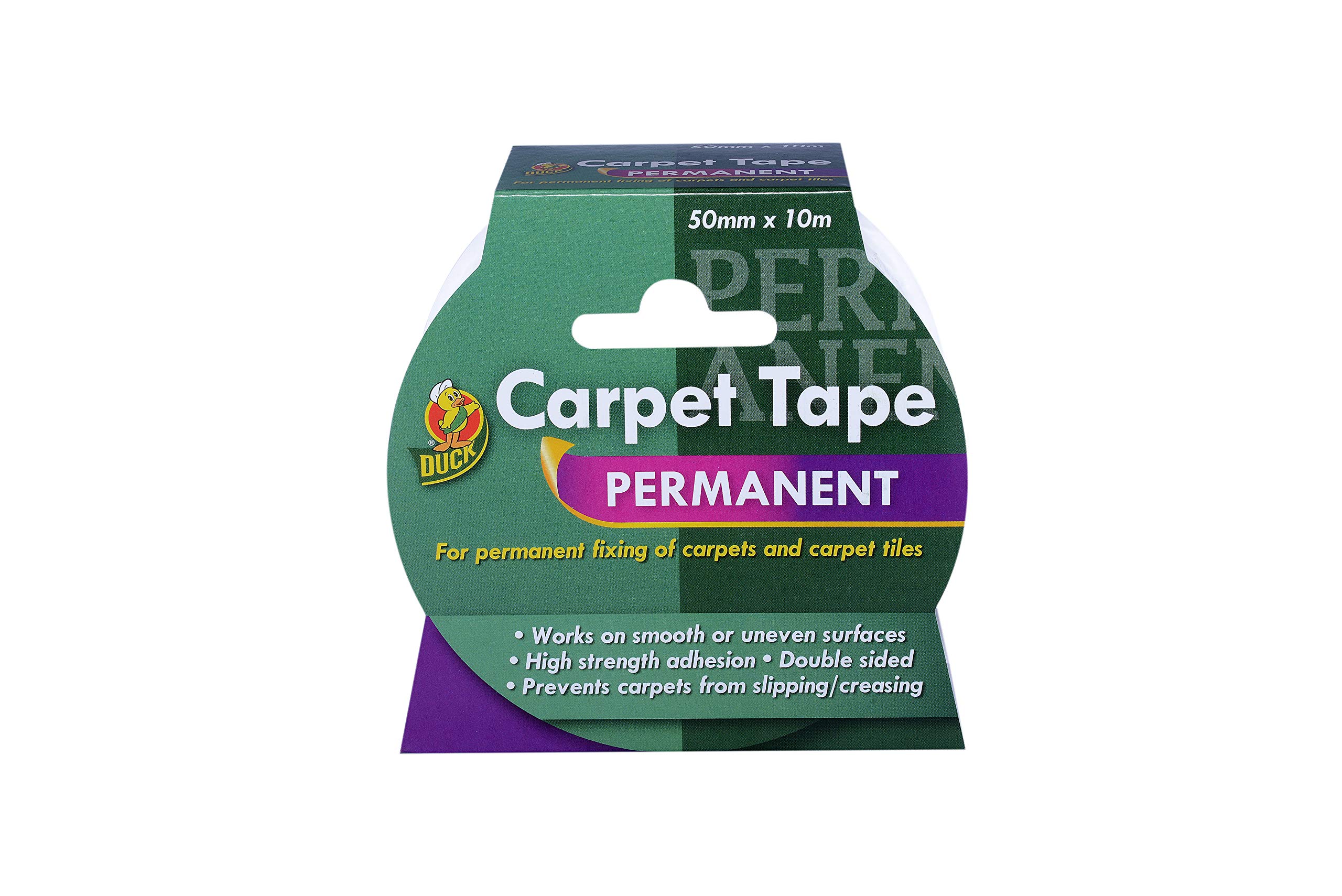 Duck Double Sided Carpet Tape Heavy Duty, Extra Strong Rug Tape For Vinyl Flooring, Gripper Rug Tape for Wood Floors, Stop Rug Sliding 50mm x 10m