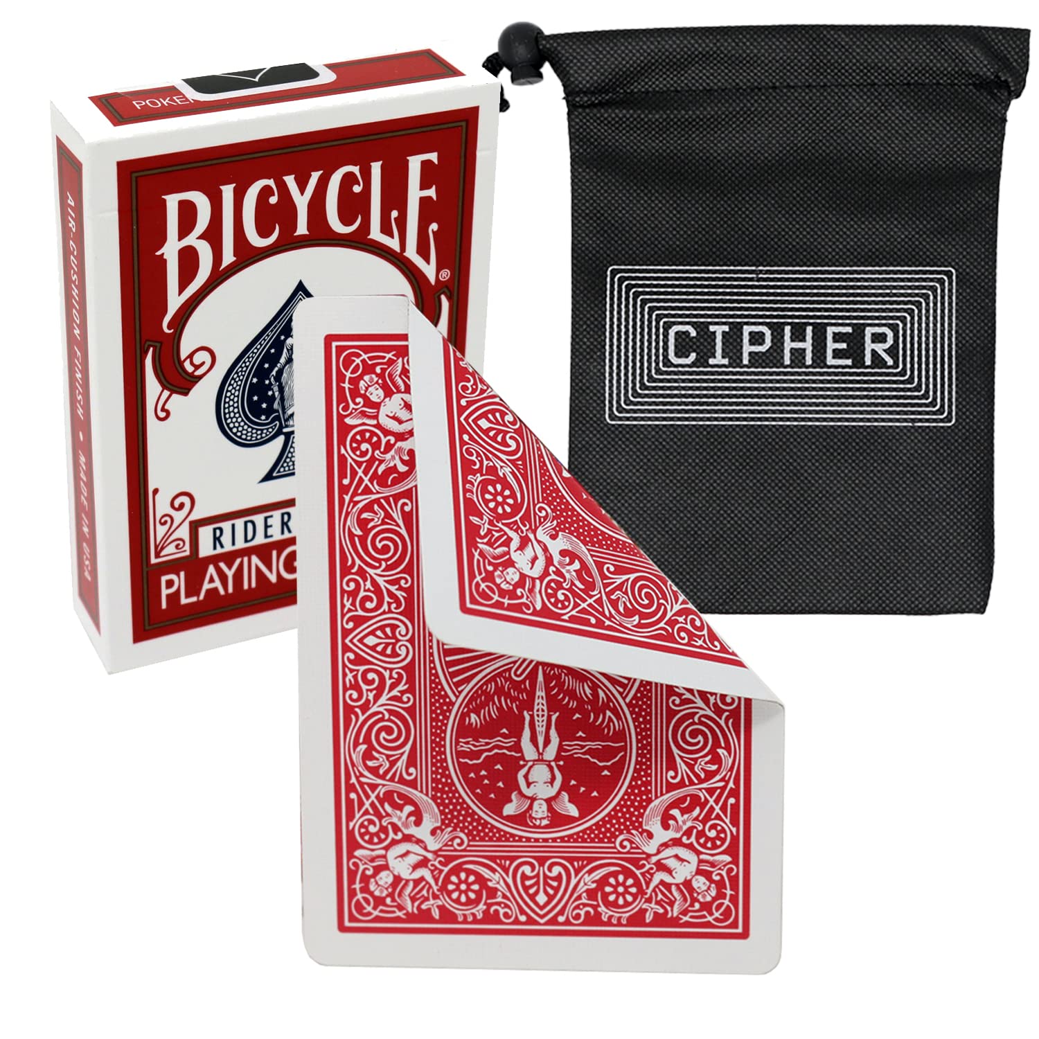 Bicycle Double Back Playing Cards - Gaff Bicycle Deck - Includes Cipher Playing Cards Bag (Red/Red)