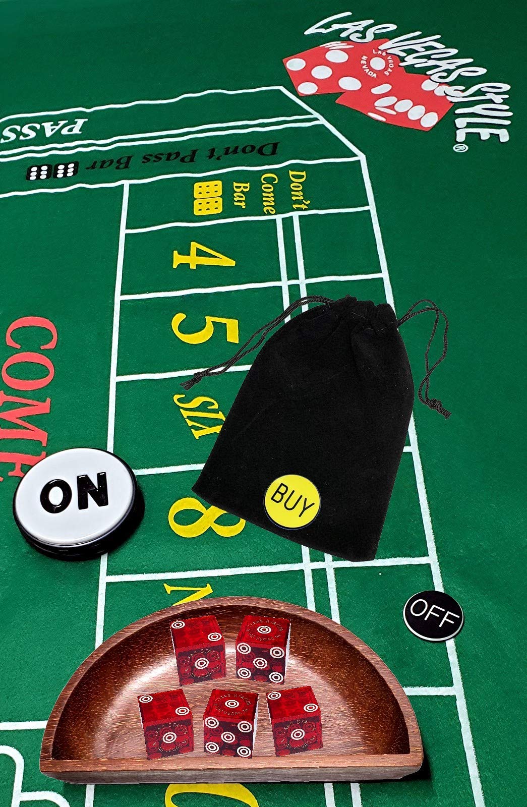 Cyber-Deals Craps Starter Kit Sets, Featuring Authentic Las Vegas Casino Table-Played Dice (Texas Station (Dark Red Polished))