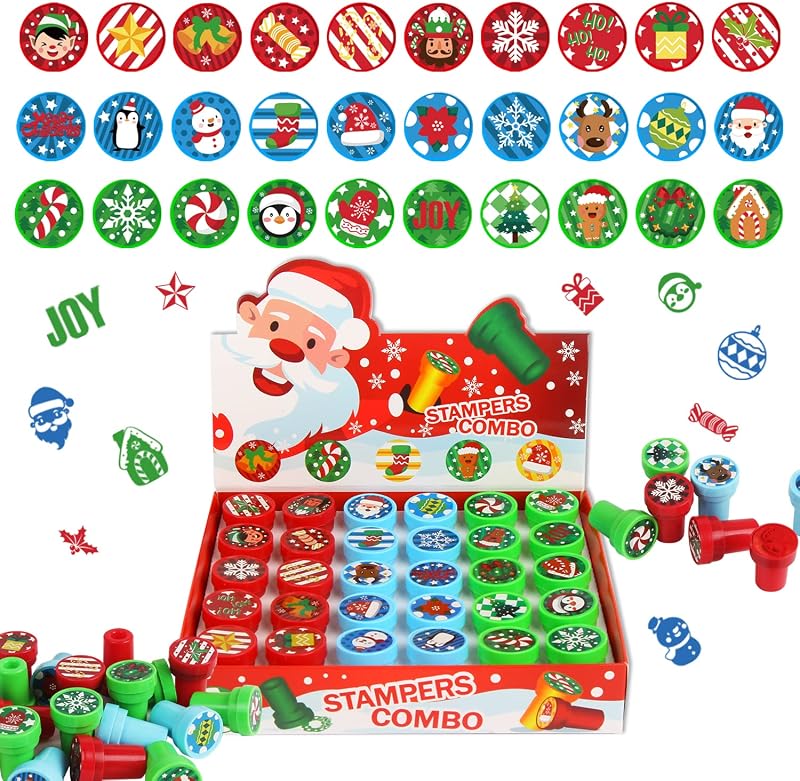 SULOLI Christmas Stamps 30PCS Kids Crafts Toddler Advent Calendar Fillers