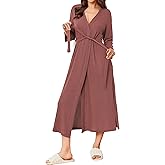Ekouaer Women's Robe Long Waffle Knit Bathrobe Lightweight Soft Kimono Robes Loungewear S-XXL