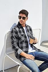 Damipow Flannel Shirt for Men Button Down Long