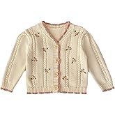 HOOLCHEAN Baby Girls Cotton Small Floral Embroidery Cardigan Sweater