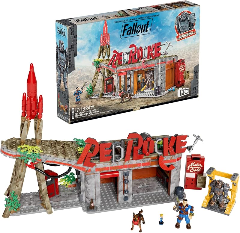 MEGA Fallout Action Figures Red Rocket Truck Stop 824 Pieces 2 Figures