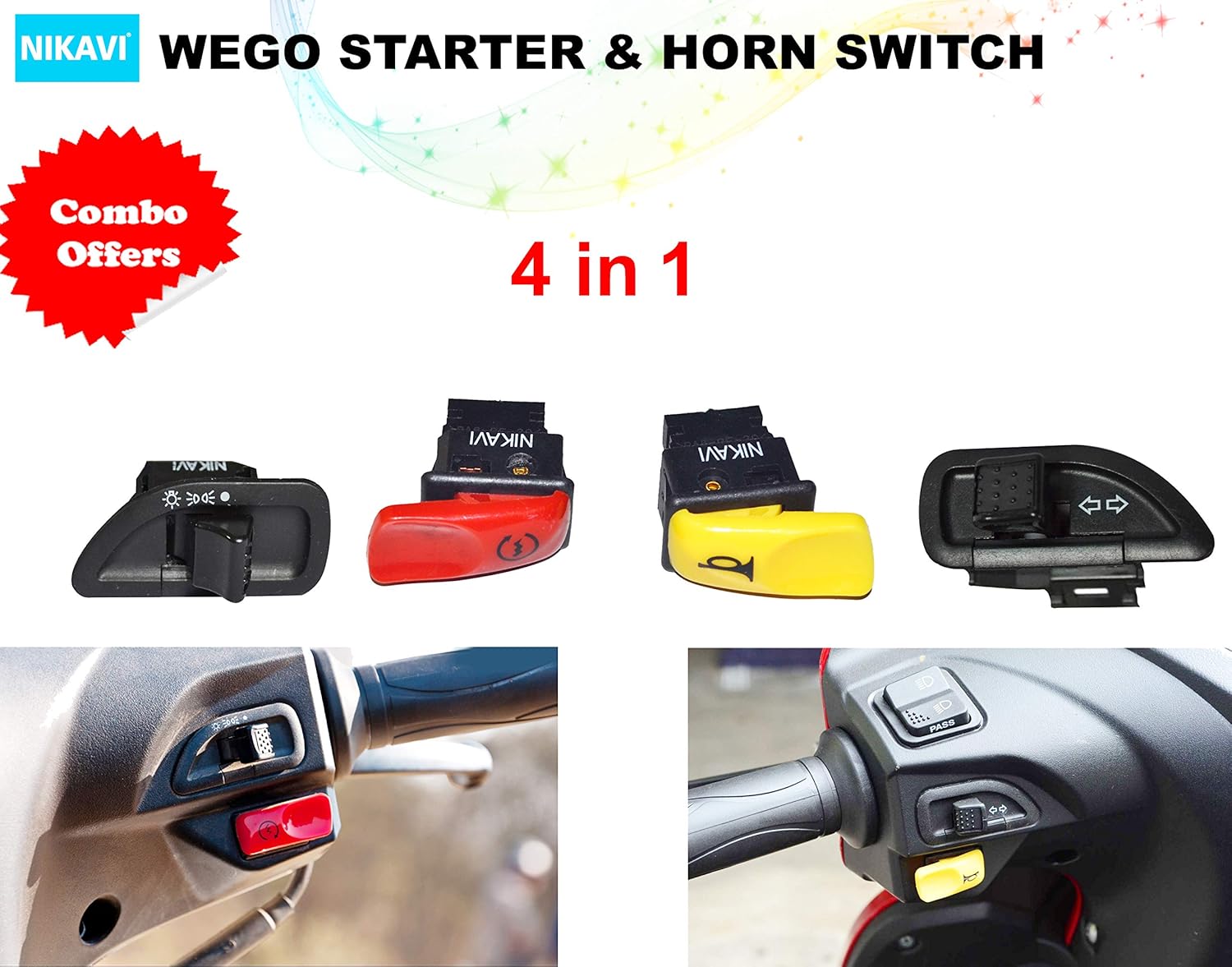 NIKAVI Start,Horn,Indicator,Headlight Modular Switches Compatible for