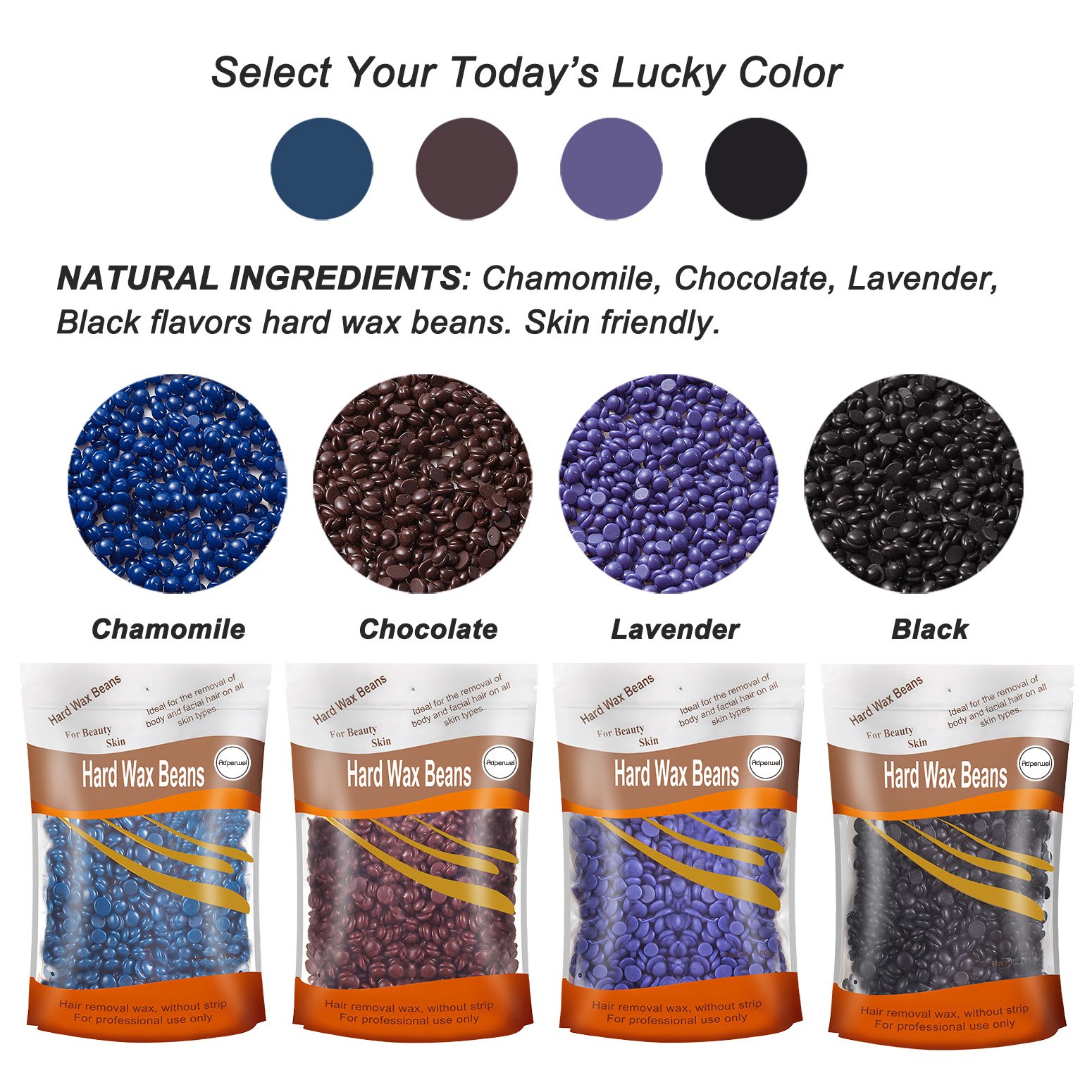 Auperwel Wax Warmer Waxing Kit - Hair Removal Hot Body Wax Heater Kit with 4 Hard Wax Beans 20 Waxing Spatulas (Hard Wax Kit)