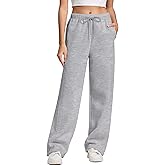 IWD Women's Cinch Bottom Sweatpants Fleece Lined Baggy Lounge Pants Wide Straight Leg Sweat Pants with 3 Pockets