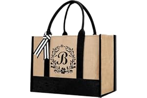 dealzilla Personalized Jute Letter Tote Bag for Women Mothers Day Gifts for Mom Christmas Birthday Gift For Woman Friends