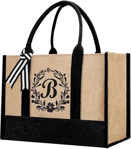 TRSODD Jute Tragetasche Mit Stickerei & Make-up Tasche Set - Personalisierbares Geschenk Für Oma, Muttertag Oder Geburtstag