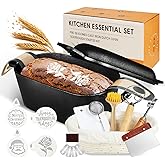 Cast Iron Loap Pan, 3.6QT Oval Dutch Oven for Bread Baking, Pre-Seasoned Sourdough Baking Supplies Kit, Cast Iron Dutch Oven with Lid for Homemade Bread, Sourdough Bread Pan