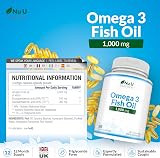 Nu U Nutrition Omega 3 Fish Oil 1000mg 365 Softgels High Strength view 4