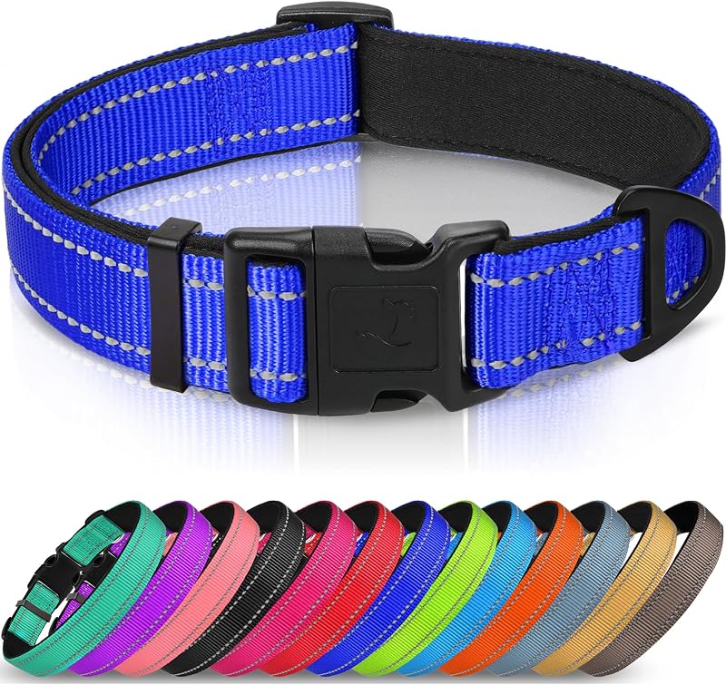 Joytale Reflective Dog Collar XLarge Navy Nylon Neoprene Padded Adjustable