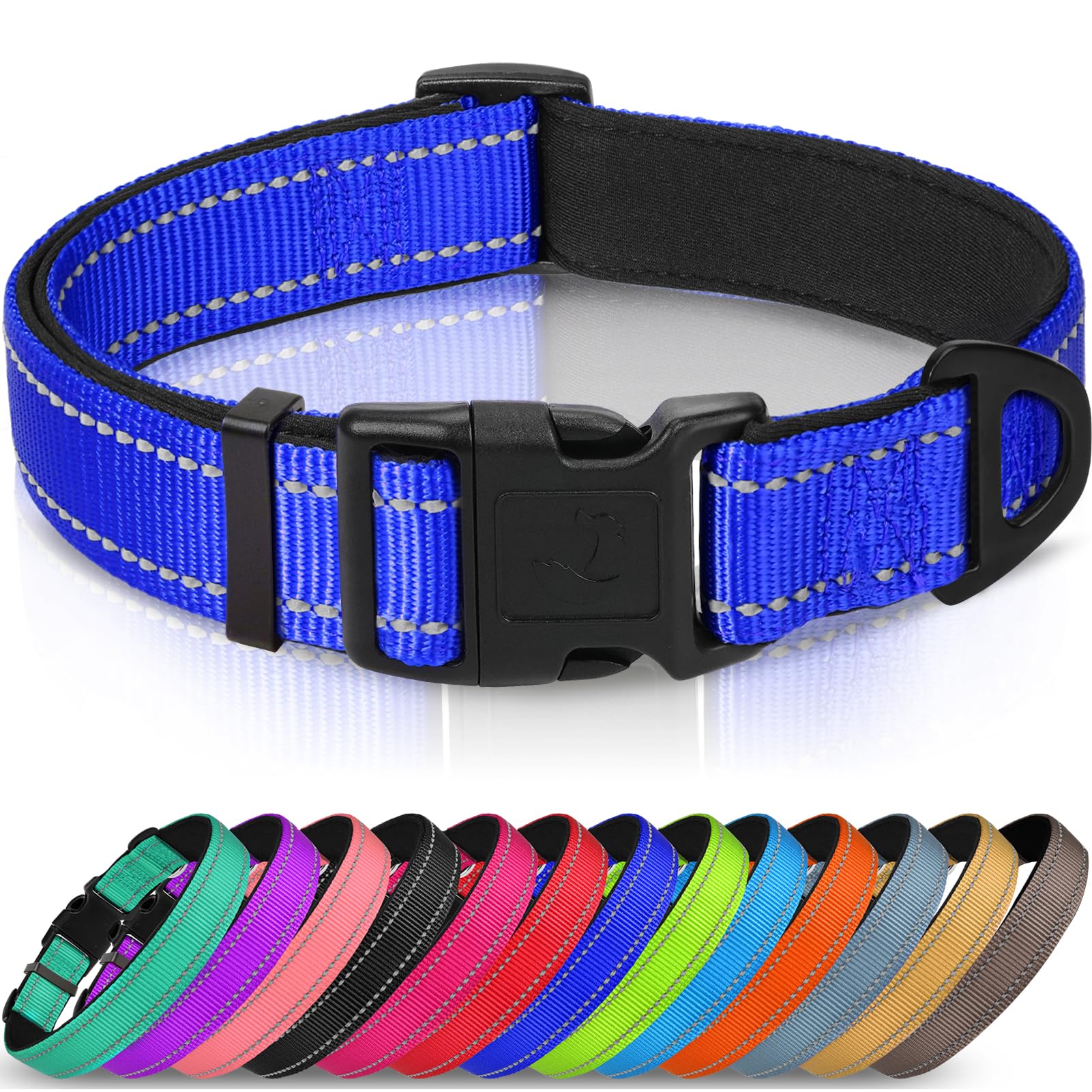 Joytale Reflective Dog Collar, Soft Neoprene Padded Breathable Nylon Pet Collar Adjustable for Small Dogs, S, Navy Blue — image 1