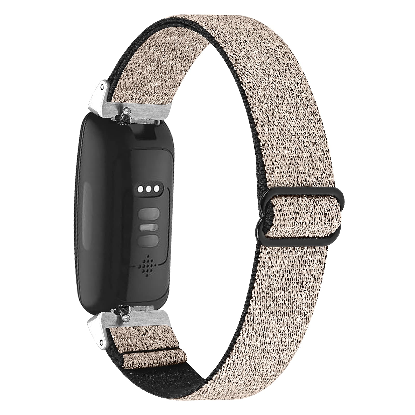 TRISTRAPS Nylon Replacement Watch Straps Compatible with Fitbit Inspire HR/Fitbit Inspire 2,Soft Elastic Breathable Sport Wristbands for Men/Women,Black/Leopard/Apricot etc. (Shiny gold)