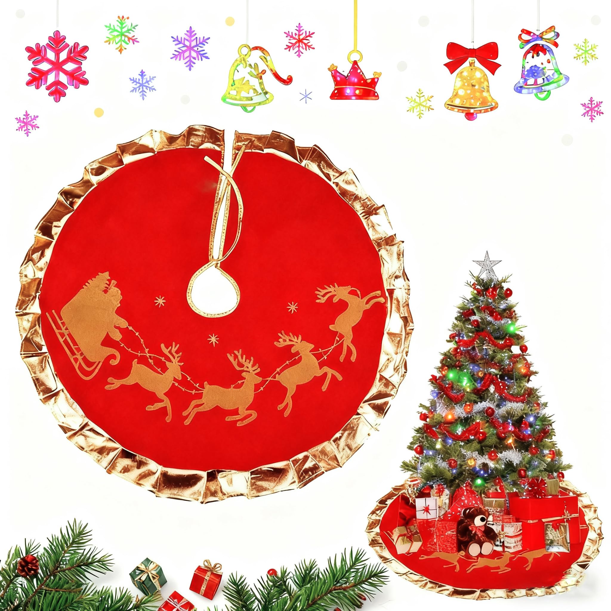 Christmas Tree Blanket 90 cm Round Christmas Tree Blanket Round Tree Blanket Christmas Tree Skirt Underlay Christmas Tree Rug for Christmas Party Holiday Home Decorations Christmas Decoration