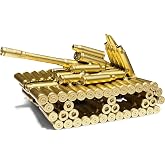 Lovisun Bullet Shell Military Vehicle Sculptures - Handmade Tank, Airplane, Warship Metal Art Decor for Home, Office, Study Room for Men, Veterans (Tank Model)