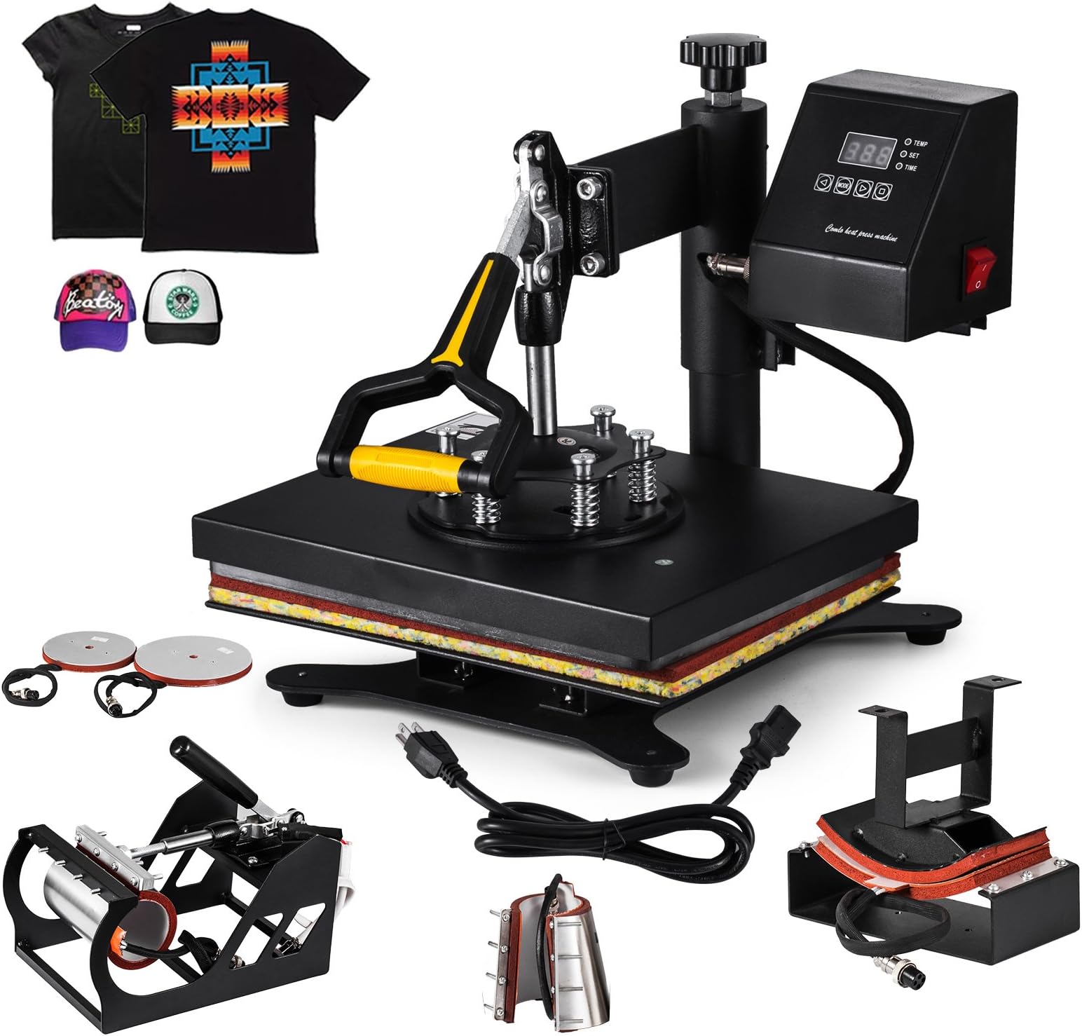ENGARY Heat Press 6IN1 Digital Swing Away 12"x10" Heat Press Machine 30x24cm Heat Press for T Shirts LCD Timer Rigid Steel Frame (6 IN 1)