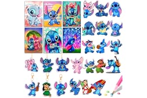 FFPTBNYX 27 Pcs Diamond Art Kits for Beginners, Cute DIY Diamond Arts Mosaic Kits & Stickers & Keychains.Arts and Crafts for Beginners, Gem Art As Ideal Gifts