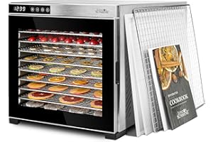 London Sunshine® Commercial Grade Food Dehydrator - Double Wall Stainless Steel 10 Trays with Digital Touch Panel Control (Bo