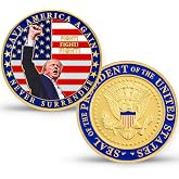 Donald Trump Challenge Coin, President Donald Trump Coin 2024 Collection | Never Surrender-Save America Again Challenge Coin, Limited Edition Collectible Presidential Memorabilia