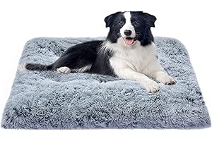 DEBANG HOME Dog Bed for Medium, Small Dogs Breeds,Soft and Comfortable Dog Bed mats, Washable Plush Dog cage mat,Deluxe Plush Anti-Slip Pet Beds Mats, Fulffy Kennel Pad