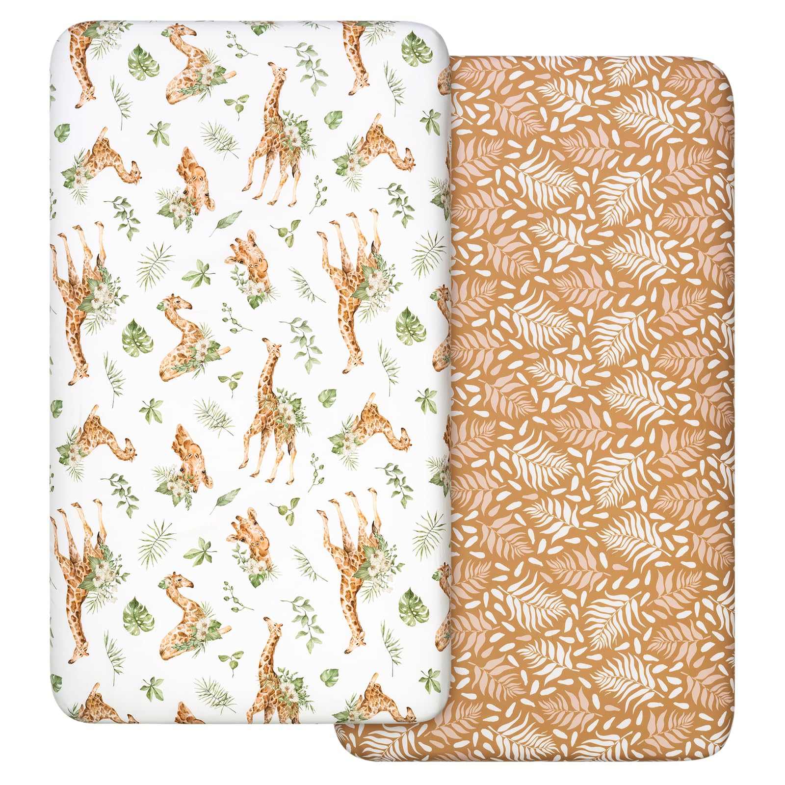 2 Pack Cot Sheets, 100% Microfiber- Breathable, 120 x 60cm Cozy and Lightweight Cot Fitted Sheets, Oeko-tex100, Fits All Bassinet Mattress Shapes, Hourglass, Crib Sheets for Oval (Yellow) — image 1