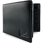 VeroCraft Full Grain Leather Wallet for Men Bifold Wallet RFID Blocking with Extra Capacity 10 Cards Slots with 2 ID Windows - Minimalist Mens Billfold Wallet - Mens Slim Wallet with Gift Box - Black