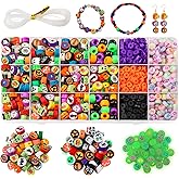 Gushu 850 Pcs Halloween Clay Beads Charms for Bracelet Necklace Earring Jewelry Making Kit, Cute Fun Heishi Polymer Clay Beads Pony Beads Glow Letter Bead for Women