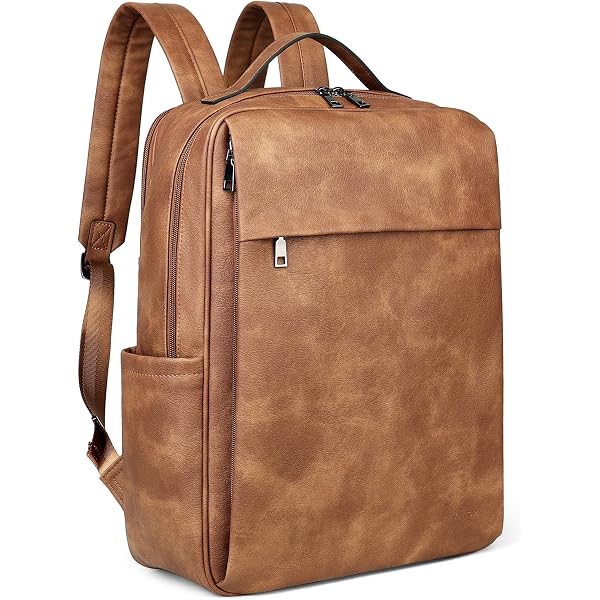 Amazon.com: MASINTOR Leather Laptop Backpack for Women  display picture 3