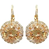 Navachi 18k Gold Plated Multicolor Round Zircon White Crystal Hook Leverback Earrings