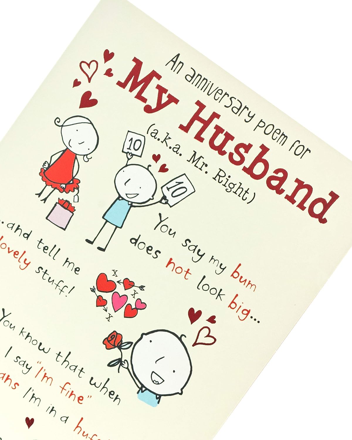UK Greetings Wedding Anniversary Card for Husband - Cute Poem Design, Multi, 149mm x 229mm - Image 5