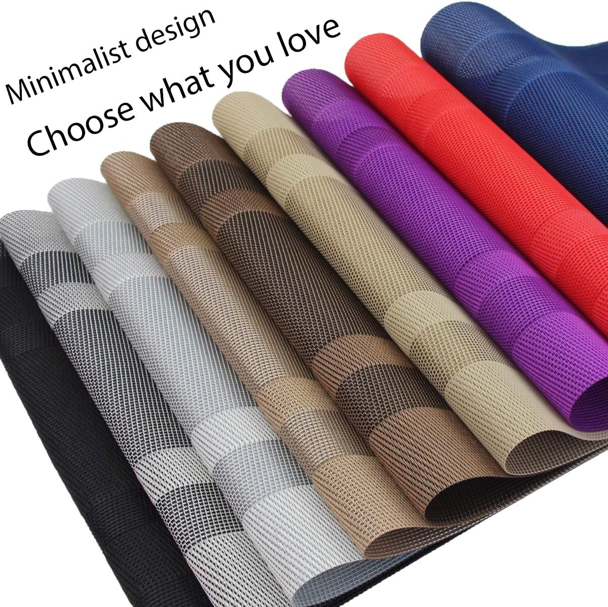 pigchcy Placemats,Washable Vinyl Woven Table Mats,Elegant Placemats for Dining Table Set of 4 (18 x 12 inch, Royal + Navy Blue): Home & Kitchen